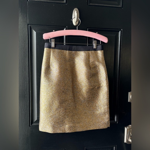 J. Crew 769 Madison Gold Wool Metallic Skirt Size 4 - Picture 4 of 8